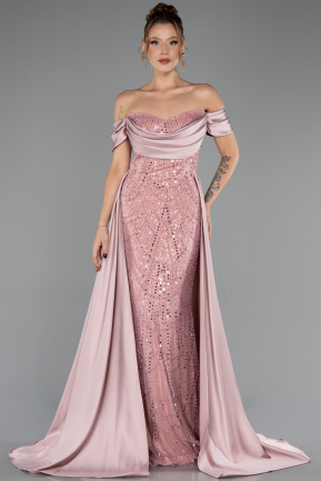 Abendkleid Lang Perlenbesetzt Puder ABU6329