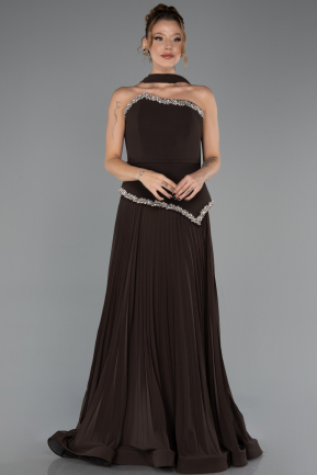 Abendkleid Lang Chiffon Braun ABU6651