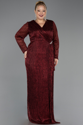 Abendkleid in Übergröße Lang Weinrot ABU6609