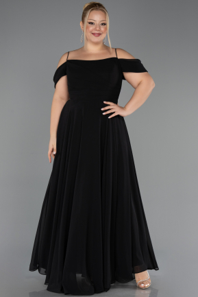 Abendkleid in Übergröße Lang Chiffon Schwarz ABU6646
