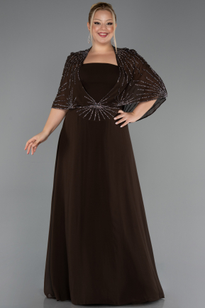 Kleider in Großen Größen Lang Chiffon Braun ABU6529