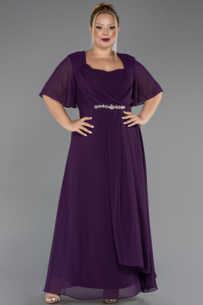 Abendgarderobe in Großen Größen Lang Chiffon Violette ABU6663
