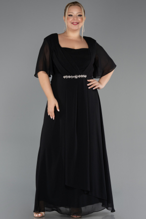 Abendgarderobe in Großen Größen Lang Chiffon Schwarz ABU6663
