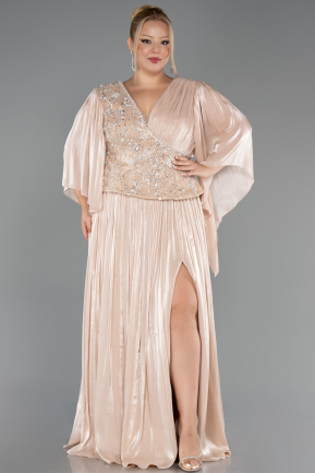 Abendkleid in Übergröße Lang Chiffon Beige ABU6619