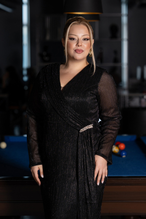 Abendkleid in Übergröße Lang Schwarz ABU6609