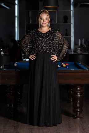 Abendkleid in Übergröße Lang Schwarz ABU6611