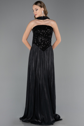 Abendkleid Lang Chiffon Schwarz ABU6533