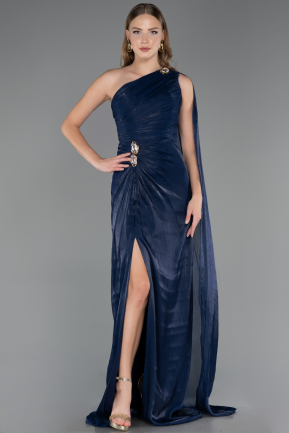 Abendkleid Lang Chiffon Marineblau ABU6675