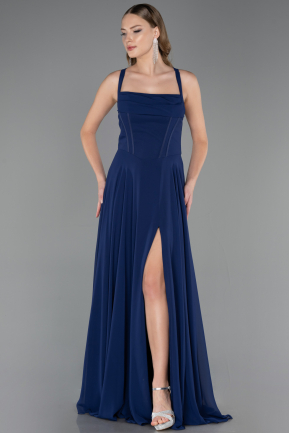 Abschlusskleid Lang Chiffon Marineblau ABU6677