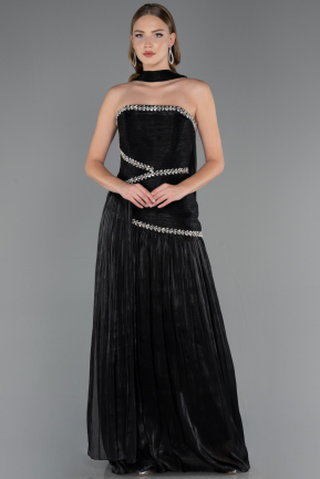 Abendkleid Lang Chiffon Schwarz ABU6681