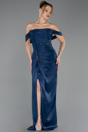 Abendkleid Lang Chiffon Marineblau ABU6692