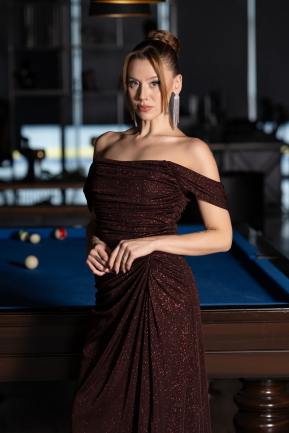 Abendkleid Lang Braun ABU6696