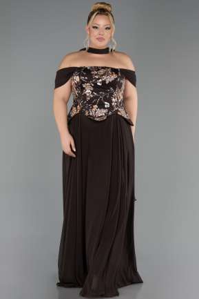 Abendkleider in Großen Größen Lang Chiffon Braun ABU6717