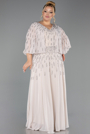 Abendgarderobe in Großen Größen Lang Chiffon Beige ABU6726