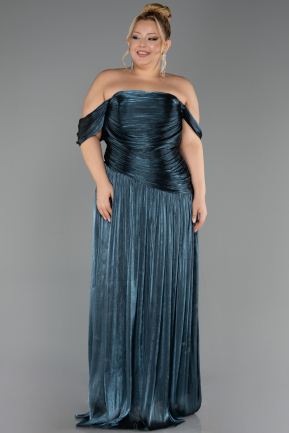 Abendkleid in Übergröße Lang Chiffon Petrolgrün ABU6685