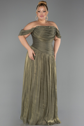 Abendgarderobe in Großen Größen Lang Chiffon Khaki ABU6603