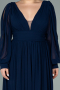 Kleider in Großen Größen Lang Chiffon Marineblau ABU1988