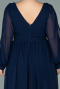 Kleider in Großen Größen Lang Chiffon Marineblau ABU1988