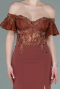 Abendkleid Lang Spitze Zimtfarben ABU2261