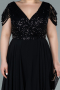 Kleider in Großen Größen Kurz Chiffon Schwarz ABK1376