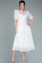 Abendkleid Midi Spitze Weiß ABK1388