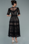 Abendkleid Midi Spitze Schwarz ABK1388
