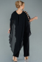 Abendgarderobe in Großen Größen Chiffon Schwarz ABT080