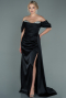 Abendkleid Lang Satin Schwarz ABU2661