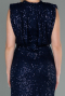 Abendkleid Lang Schuppig Marineblau ABU2752
