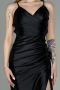 Schwarz Abschlusskleid Satin Lang ABU2800