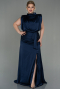 Kleider in Großen Größen Lang Satin Marineblau ABU2969