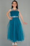Abendkleid für Kinder Lang Petrolgrün ABU3032
