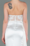 Weiß Abendkleid Satin Lang ABU6141
