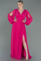 Fuchsie Standesamtkleid Chiffon Lang ABU1702