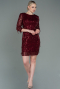 Weinrot Abendkleid Kurz ABK1599