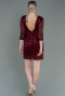Weinrot Abendkleid Kurz ABK1599