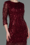 Weinrot Abendkleid Kurz ABK1599
