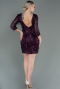 Pflaume Abendkleid Kurz ABK1599