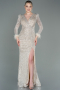 Abendkleid im Meerjungfrau-Stil Lang Schuppig Beige ABU3177