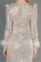 Abendkleid im Meerjungfrau-Stil Lang Schuppig Beige ABU3177