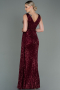 Abendkleid Lang Schuppig Weinrot ABU3201