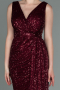 Abendkleid Lang Schuppig Weinrot ABU3201
