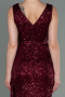 Abendkleid Lang Schuppig Weinrot ABU3201