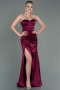 Abschlusskleid Lang Satin Pflaume ABU3198