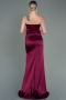 Abschlusskleid Lang Satin Pflaume ABU3198