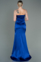 Abschlusskleid Lang Satin Sächsischblau ABU3198