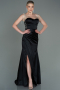 Abschlusskleid Lang Satin Schwarz ABU3198