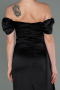 Schwarz Verlobungskleid Satin Lang ABU1606