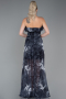 Schwarz-Anthrazit Abschlusskleid Lang ABU3086