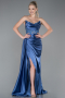 Indigo Abendkleid Satin Lang ABU6141